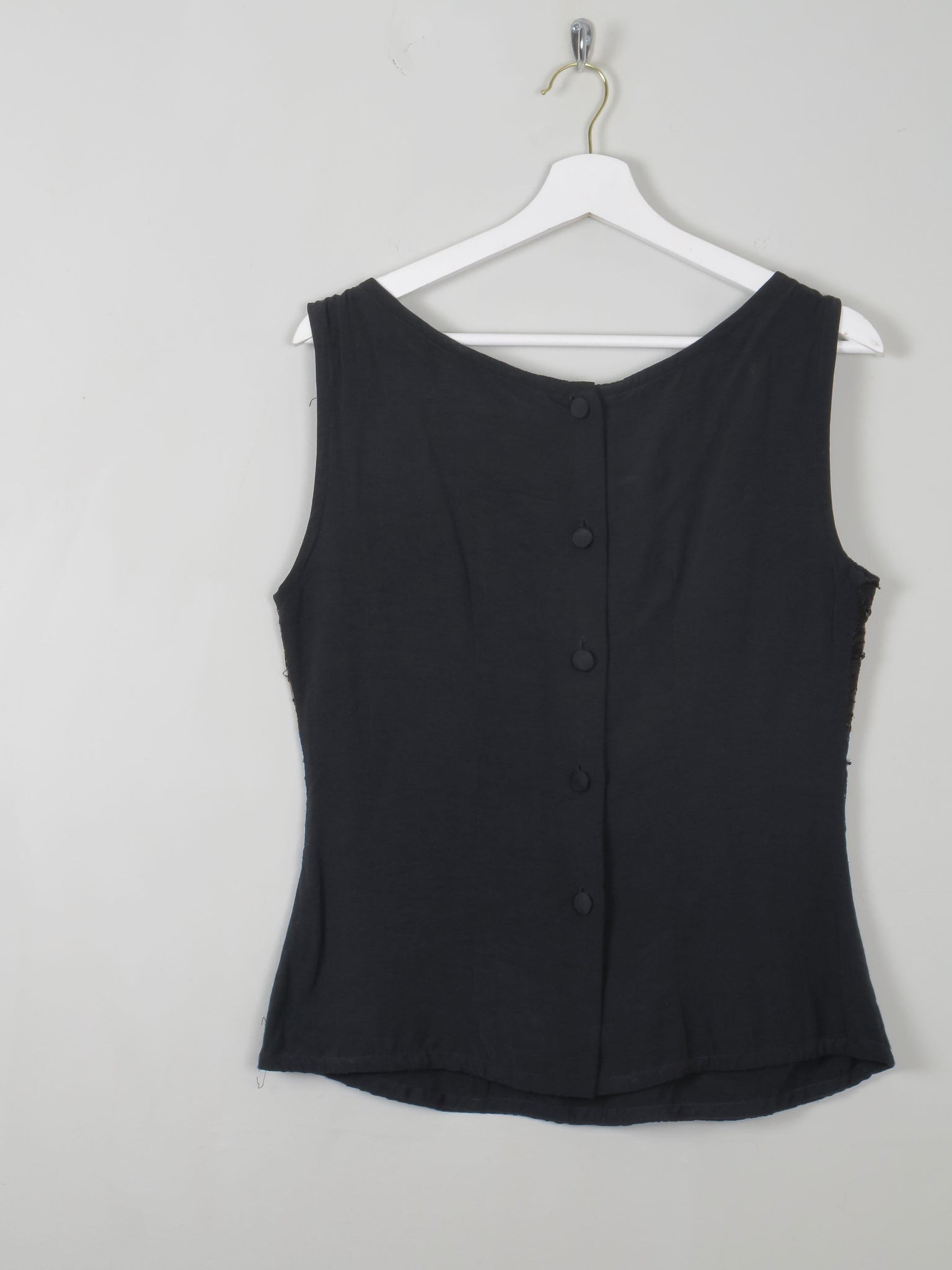 Women's Vintage Black Top With Lace Detail S - The Harlequin