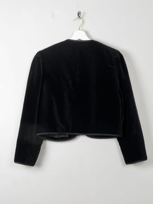 Women's Vintage Black Velvet Cropped Jacket M - The Harlequin