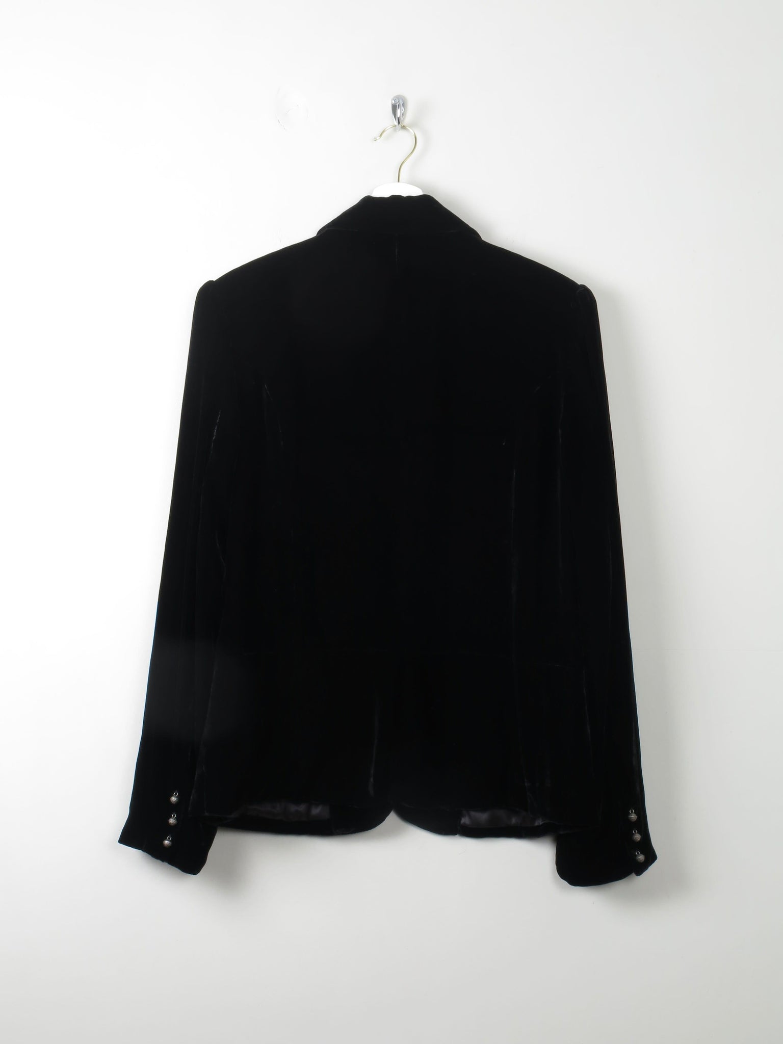 Women's Black Velvet Jacket M - The Harlequin
