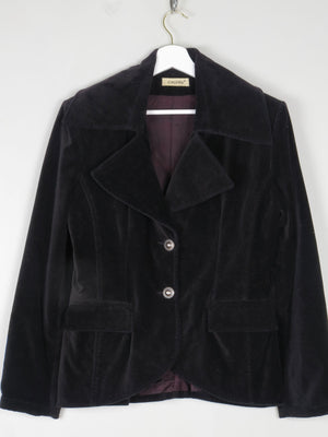 Women's Vintage Black Velvet Jacket S - The Harlequin