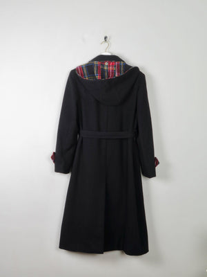 Women's Vintage Black Wool Coat With Hood M - The Harlequin