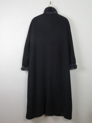 Women's Black Wool Long Flared Coat L/XL - The Harlequin
