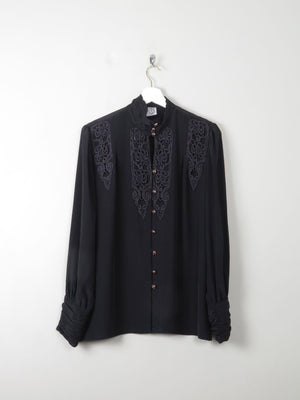 Women's Vintage Blouse Black M/L - The Harlequin