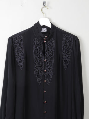 Women's Vintage Blouse Black M/L - The Harlequin