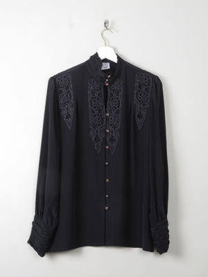 Women's Vintage Blouse Black M/L - The Harlequin