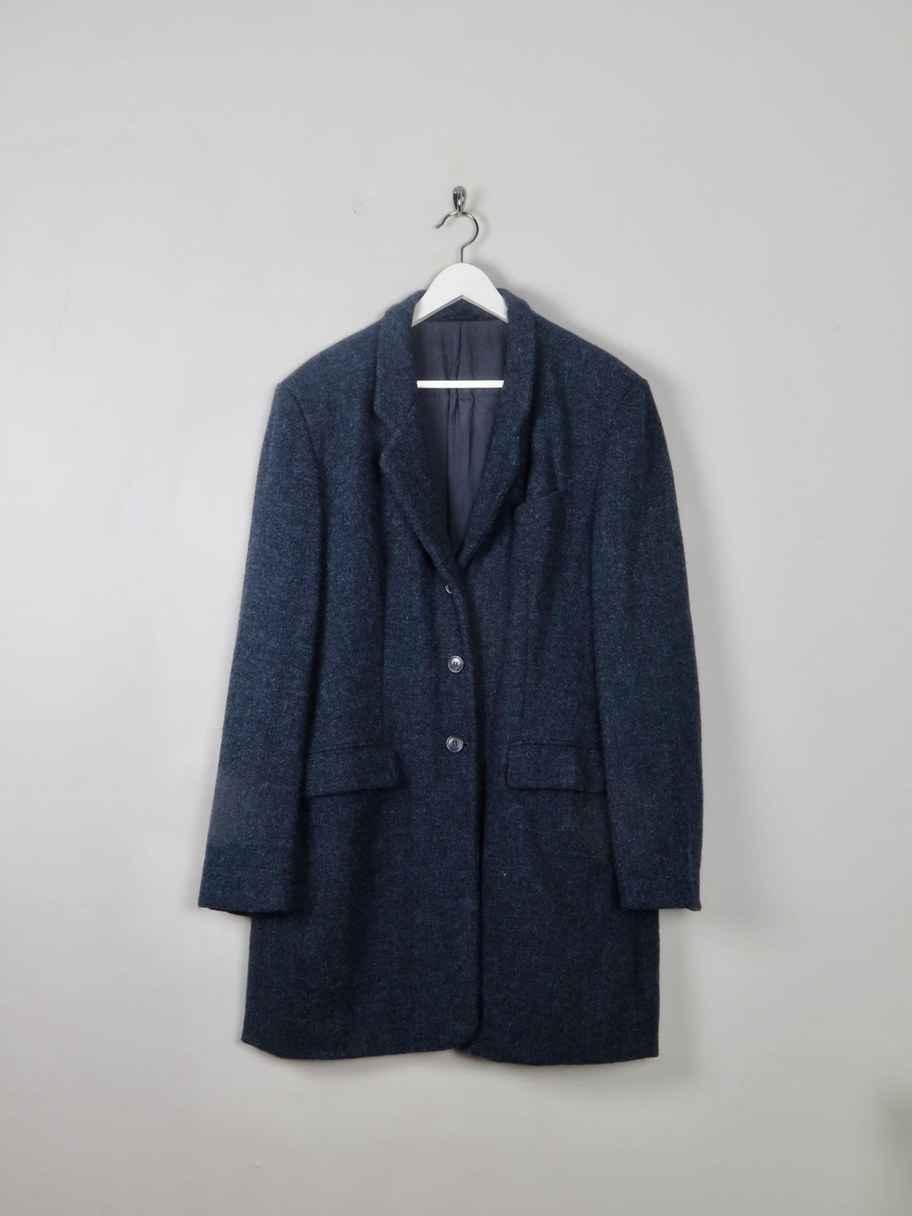 Women's Blue Harris tweed Coat L/XL - The Harlequin