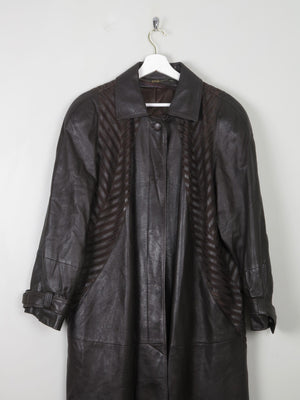 Women's Vintage Brown Leather Long Coat M/L - The Harlequin