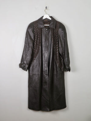 Women's Vintage Brown Leather Long Coat M/L - The Harlequin