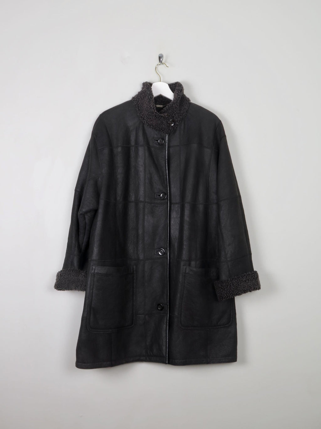 Women's Vintage Charcoal Sheepskin Short Coat M/L - The Harlequin