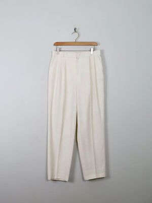Women's Vintage Cream High Waist Trousers 31"W/ M - The Harlequin