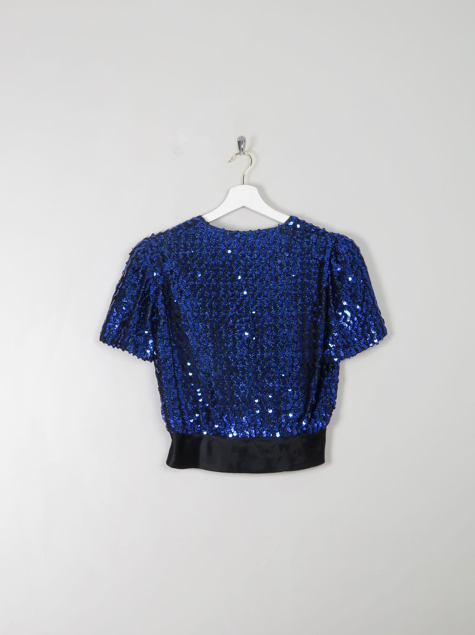 Women's Vintage  Electric Blue Sequin Cropped Top XS/S - The Harlequin