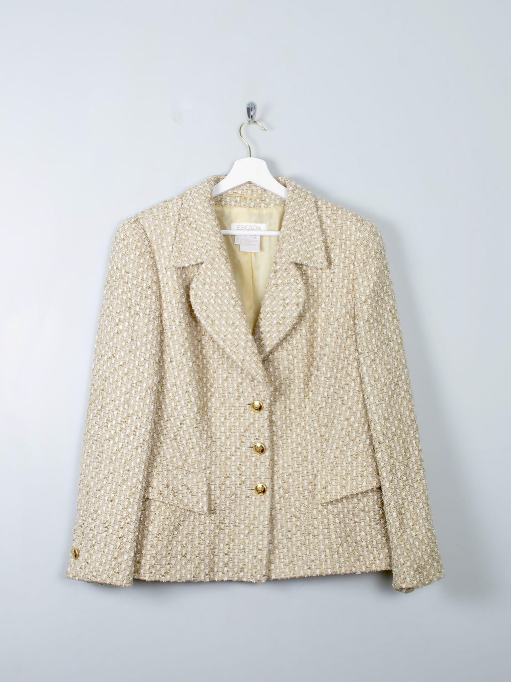 Women's Vintage Gold Tweed Escada Jacket L - The Harlequin