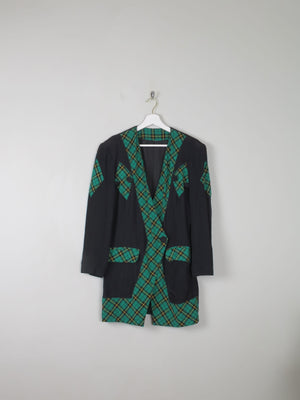 Women's Vintage Green & Black Tartan Jacket S - The Harlequin