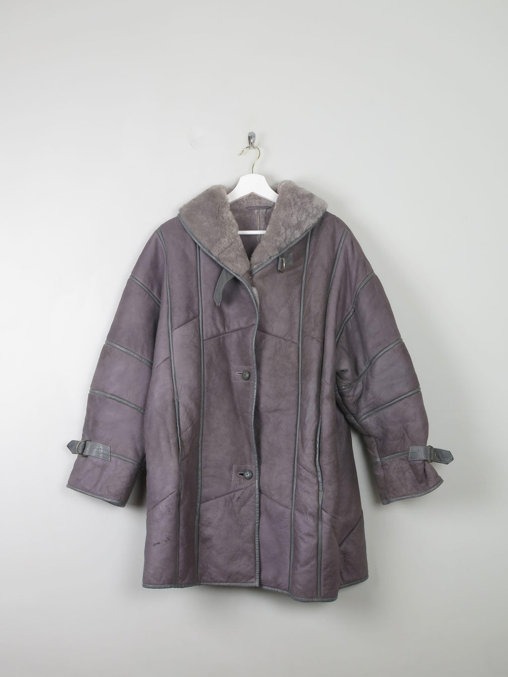 Women's Grey Shearling  Short Coat S-L - The Harlequin