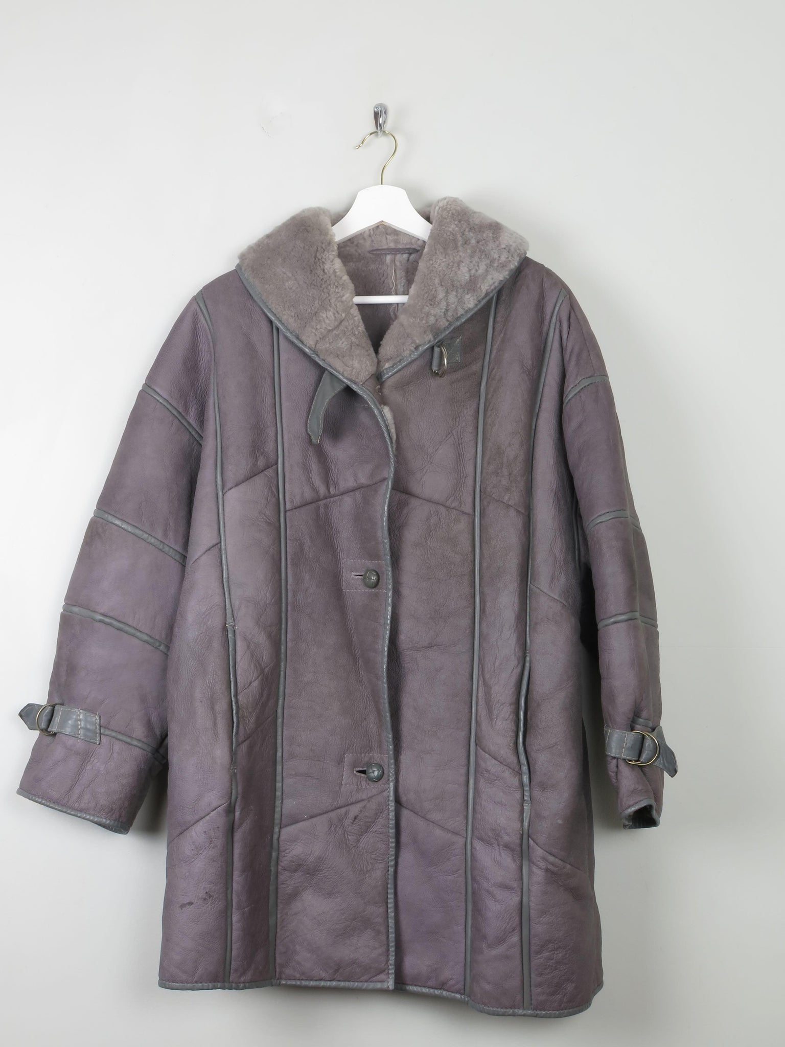 Women's Grey Shearling  Short Coat S-L - The Harlequin