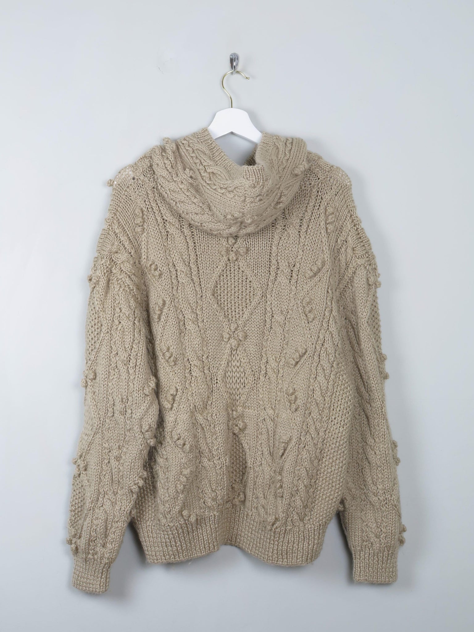 Women's Vintage Hooded Hand-knit  Wool Jumper - The Harlequin