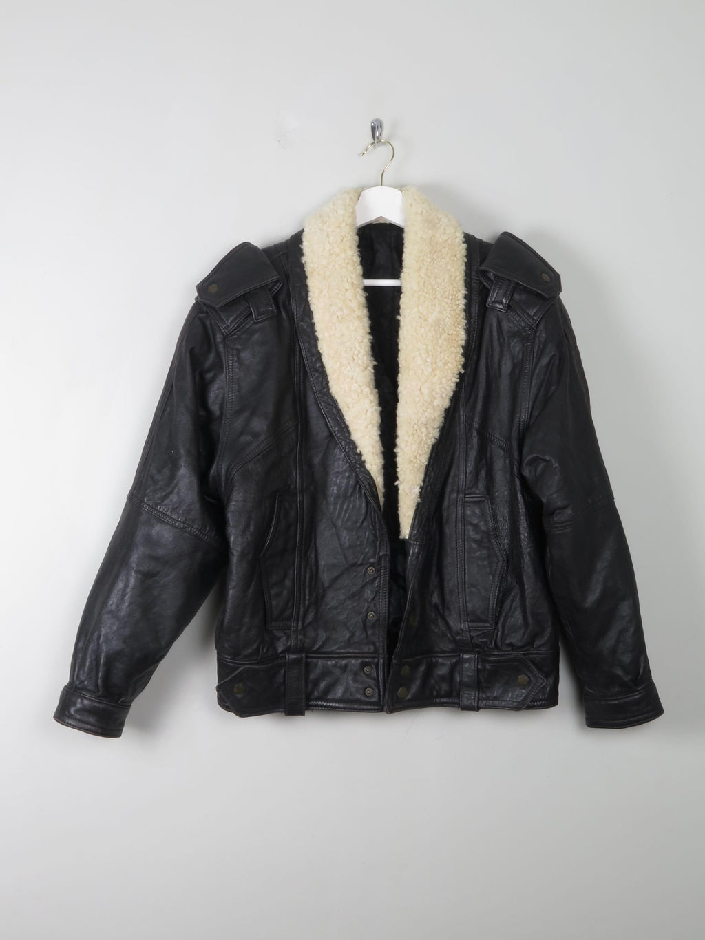 Women's Vintage Leather & Sheepskin Bomber Jacket S - The Harlequin