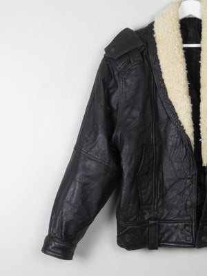 Women's Vintage Leather & Sheepskin Bomber Jacket S - The Harlequin