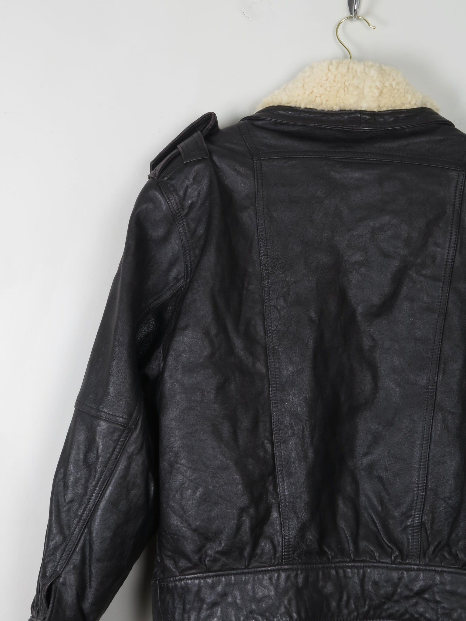 Women's Vintage Leather & Sheepskin Bomber Jacket S - The Harlequin