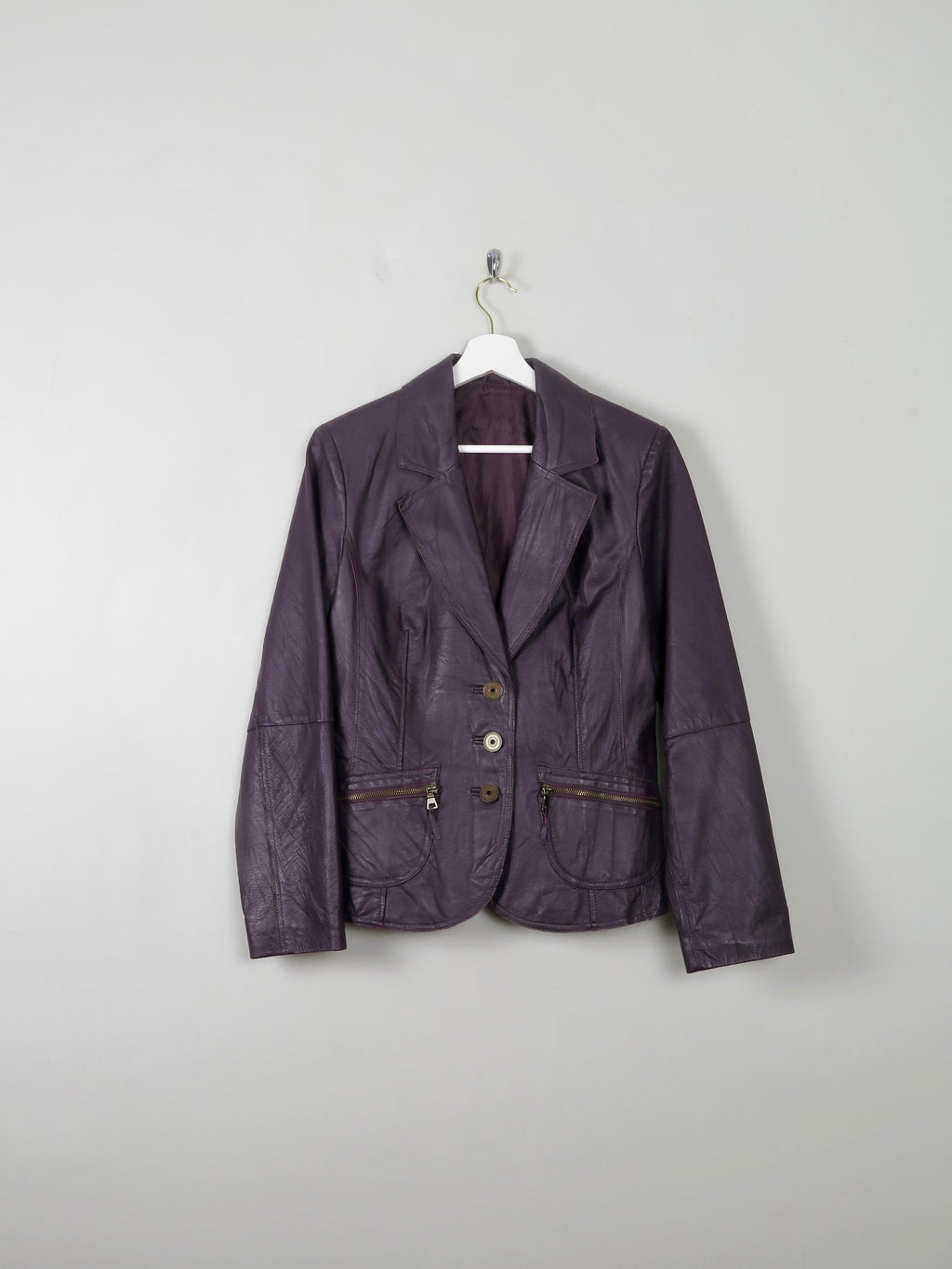 Women's Vintage Leather Jacket Grape S/M - The Harlequin