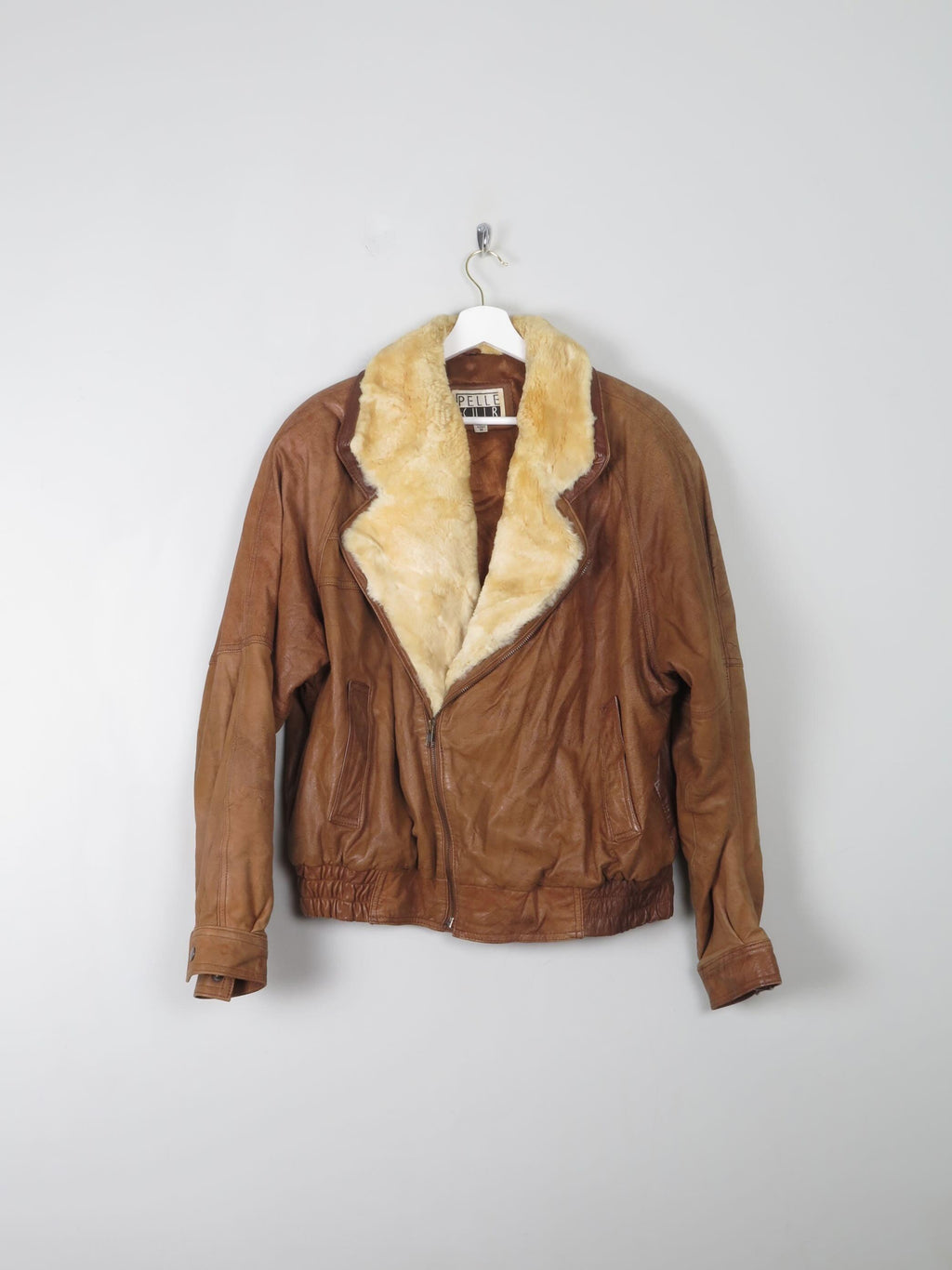 Women's Vintage Leather Jacket With Sheepskin Trim M - The Harlequin