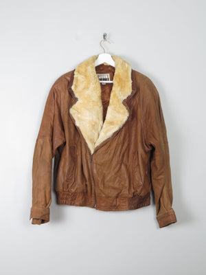 Women's Vintage Leather Jacket With Sheepskin Trim M - The Harlequin