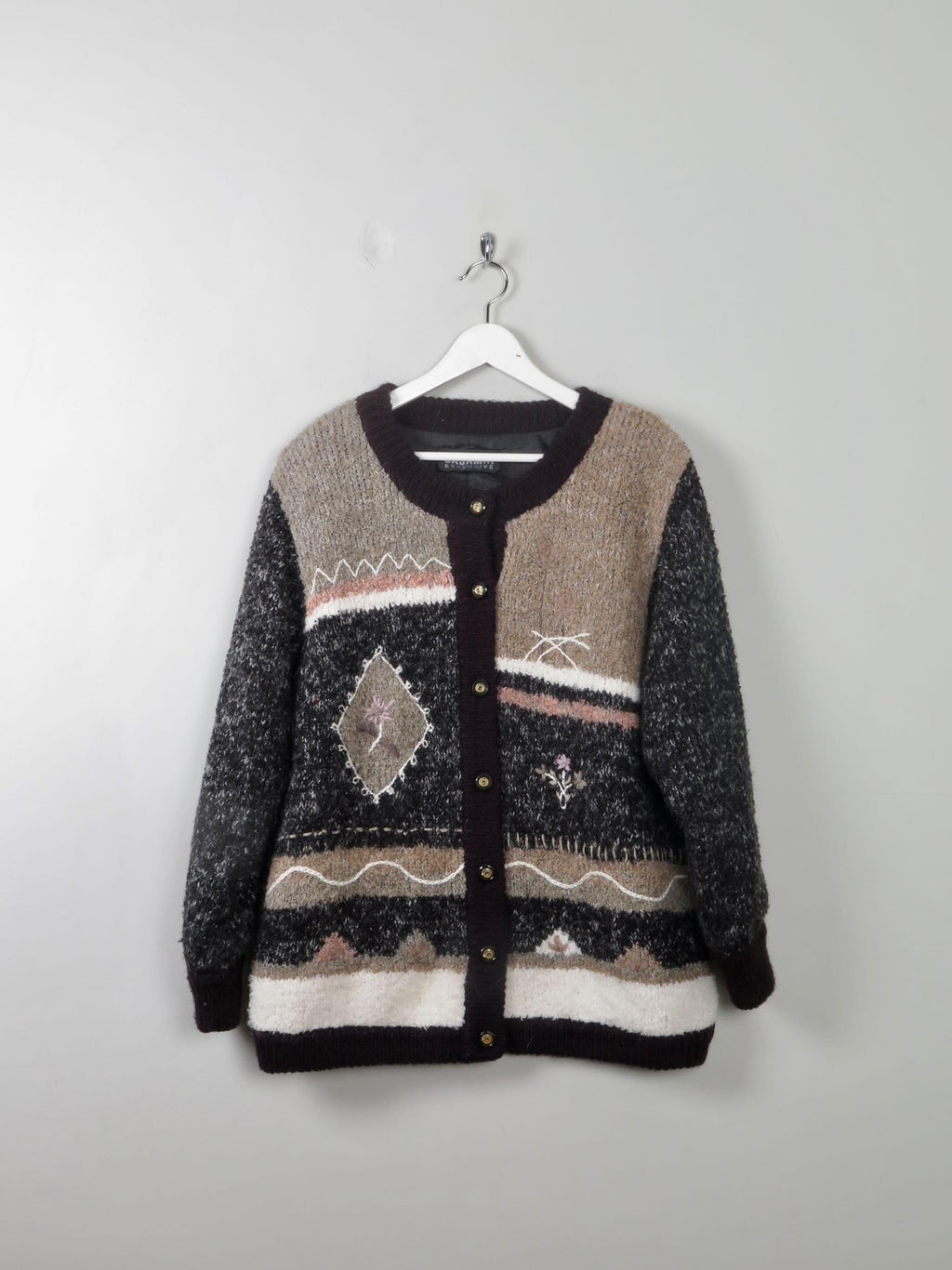 Women's Vintage Lined Wool Cardigan M/L - The Harlequin