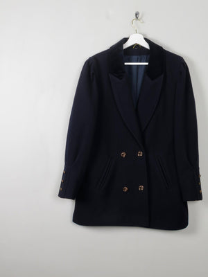 Women's Vintage Navy Short Coat With Velvet Trims S/M - The Harlequin