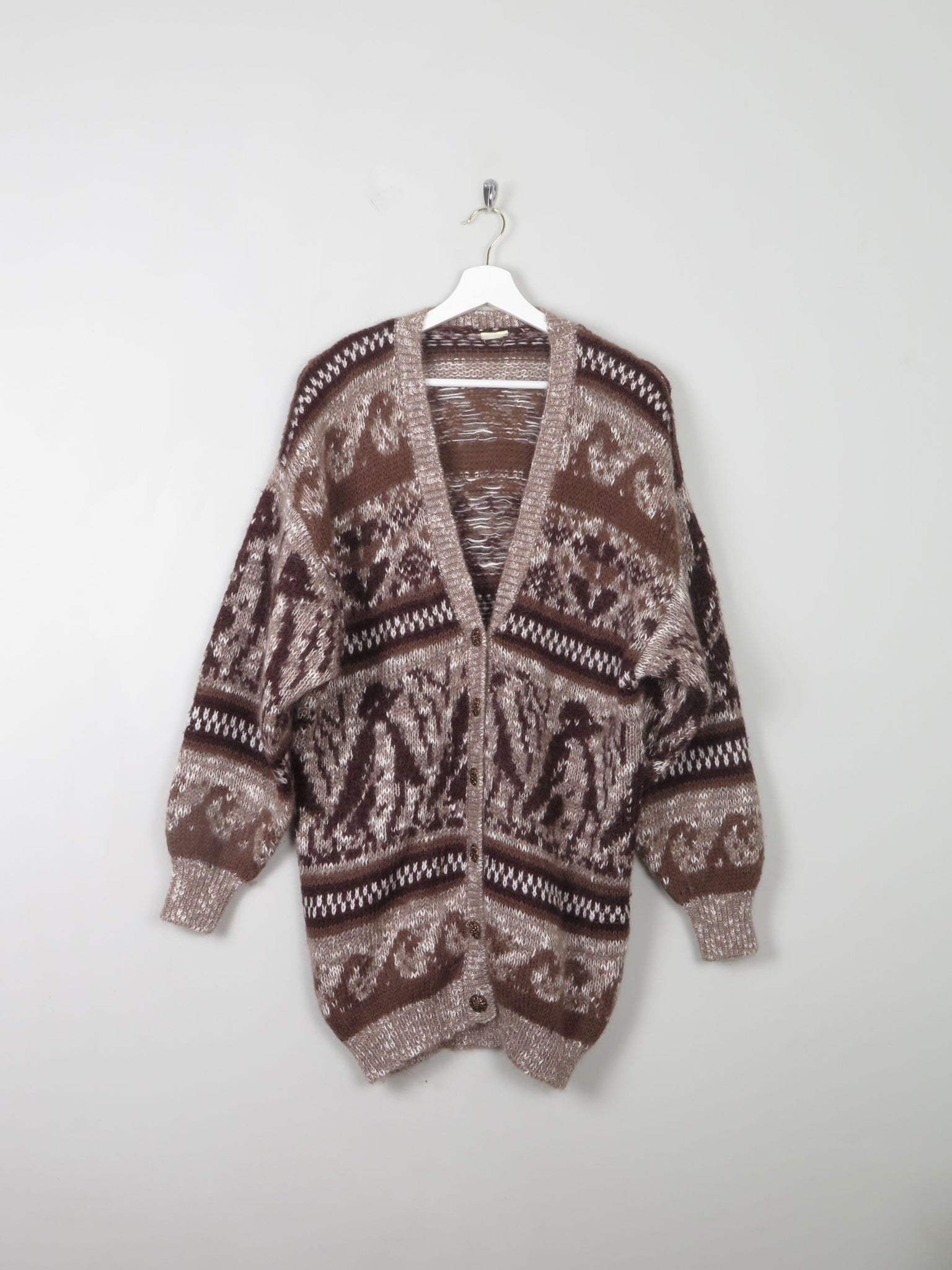Women's Vintage Patterned Wool Cardigan S-L - The Harlequin