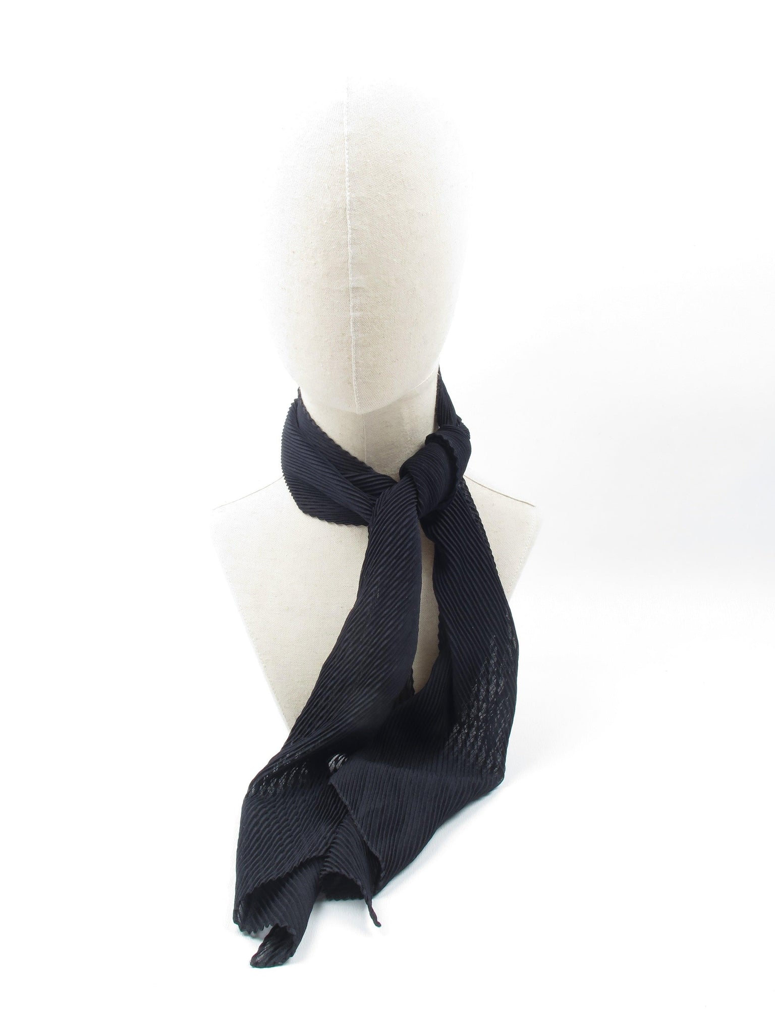 Women's Vintage Pleated Black Scarf - The Harlequin