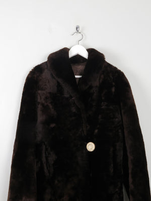 Women's Vintage Sheepskin Furry Brown Coat S/M - The Harlequin