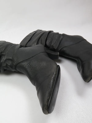 Women's Vintage Short Black Leather Boots 39/6 - The Harlequin