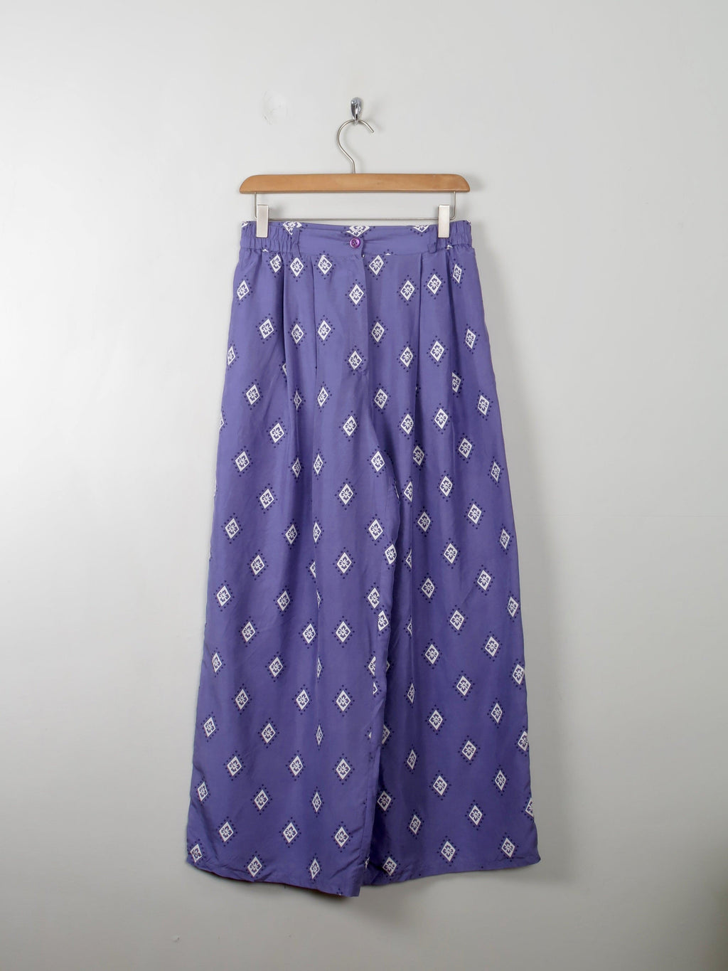 Women's Vintage Silk Printed Culottes Trousers S - The Harlequin