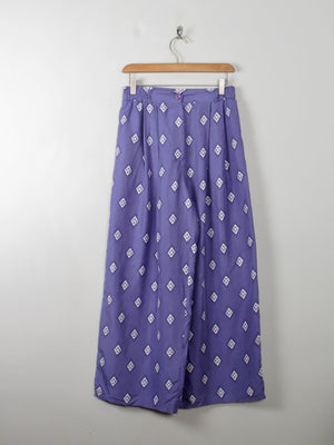 Women's Vintage Silk Printed Culottes Trousers S - The Harlequin