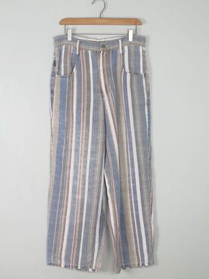 Women’s Vintage Striped Summer Trousers M 31"W - The Harlequin