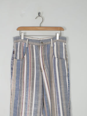Women’s Vintage Striped Summer Trousers M 31"W - The Harlequin