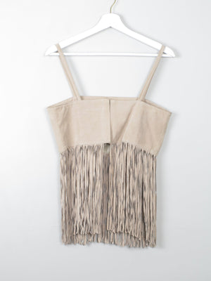 Women's Vintage Suede Fringed Top XS - The Harlequin