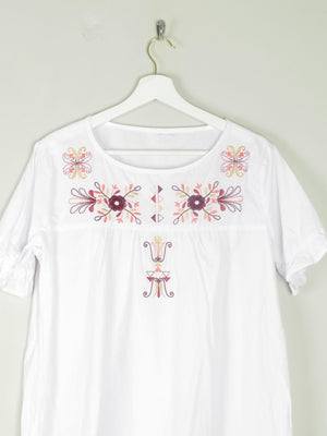 Women’s Vintage White Cotton Embroidered Blouse L - The Harlequin