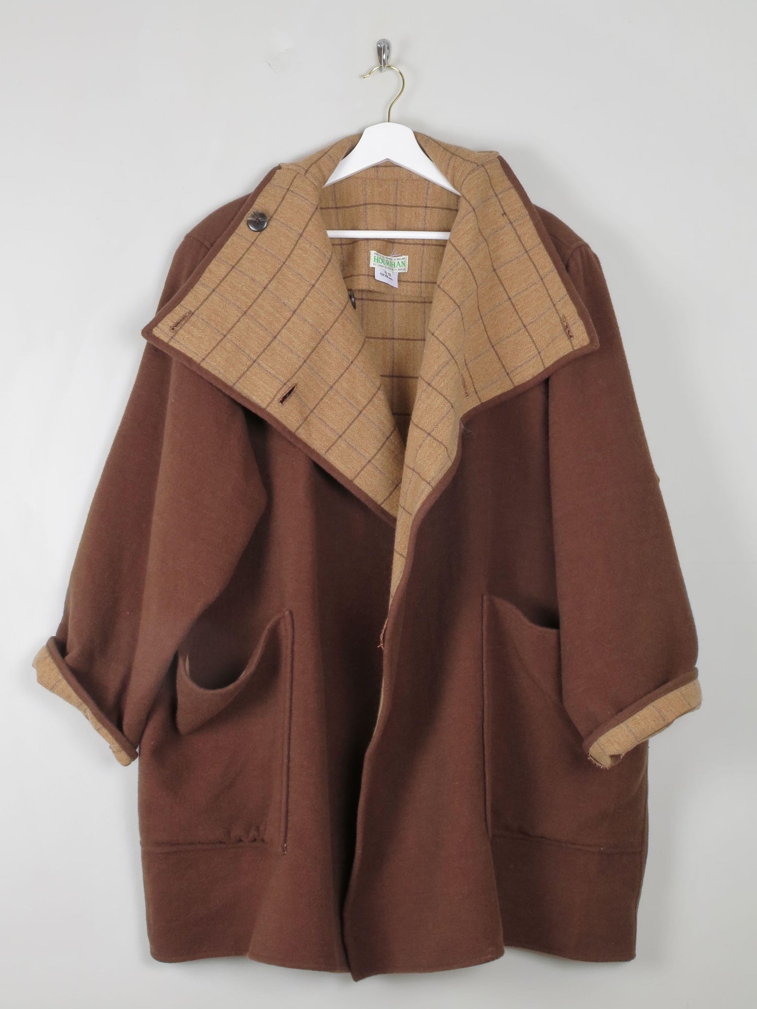 Women's Vintage Wool Coat By Hourihan L/XL - The Harlequin