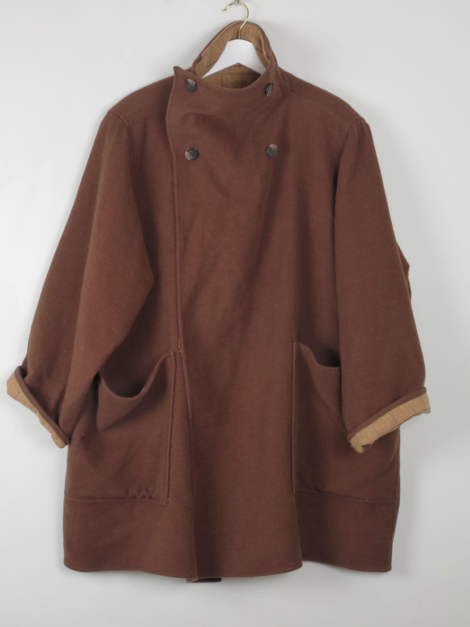 Women's Vintage Wool Coat By Hourihan L/XL - The Harlequin
