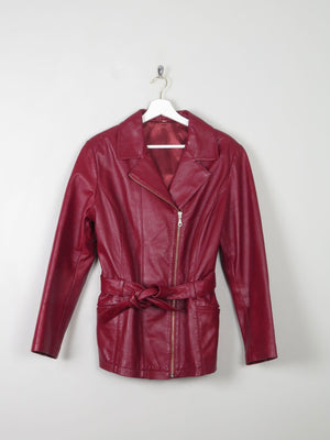 Women's Wine Vintage Leather Zip Jacket S/M - The Harlequin
