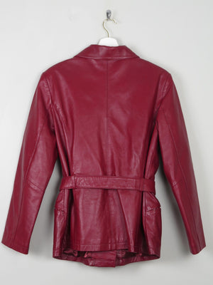 Women's Wine Vintage Leather Zip Jacket S/M - The Harlequin