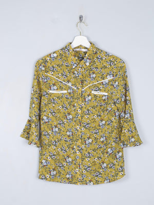 Women's Yellow Printed Western Style Blouse XS New - The Harlequin