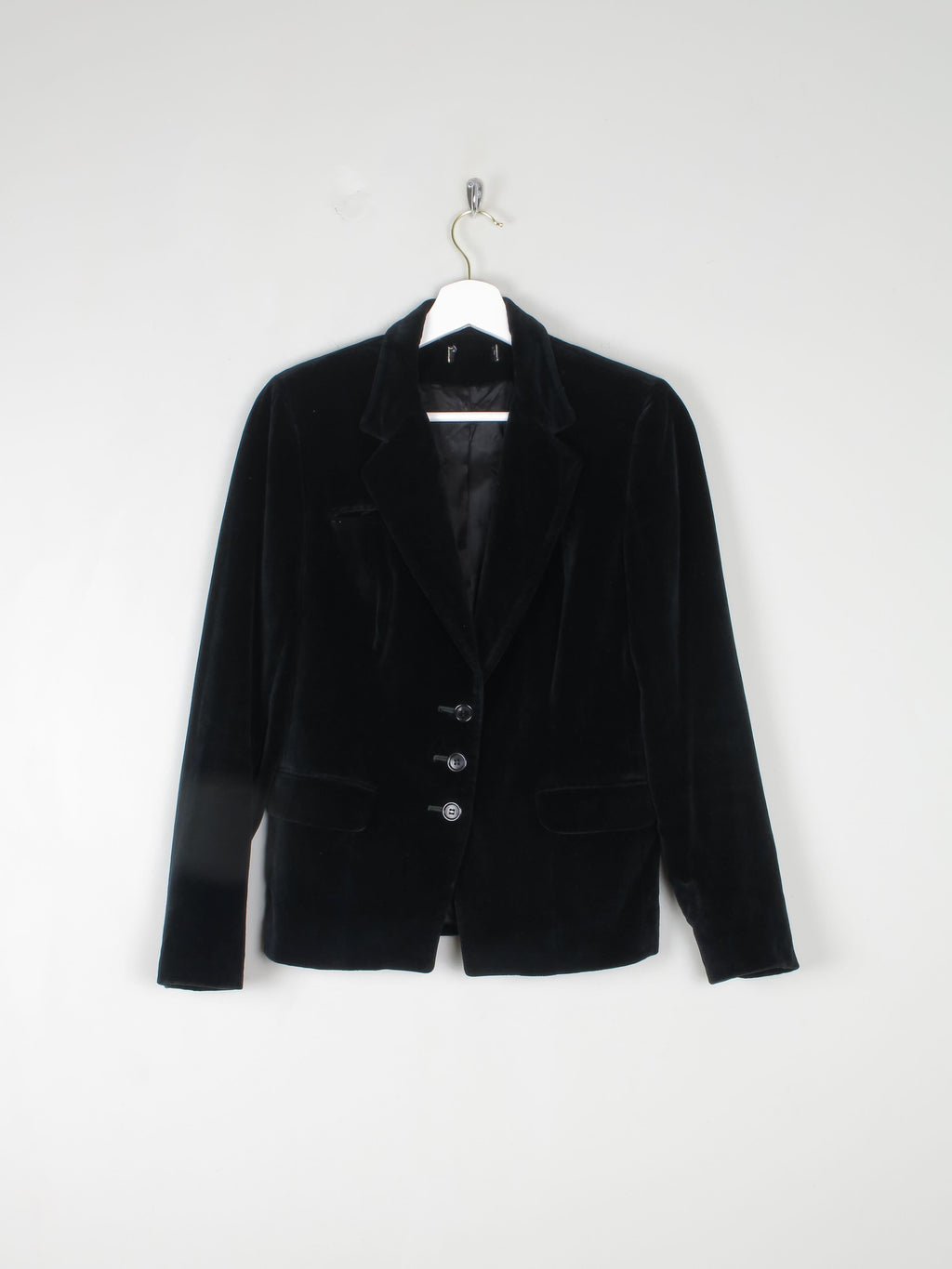 Womens Vintage Black Velvet Jacket XS - The Harlequin
