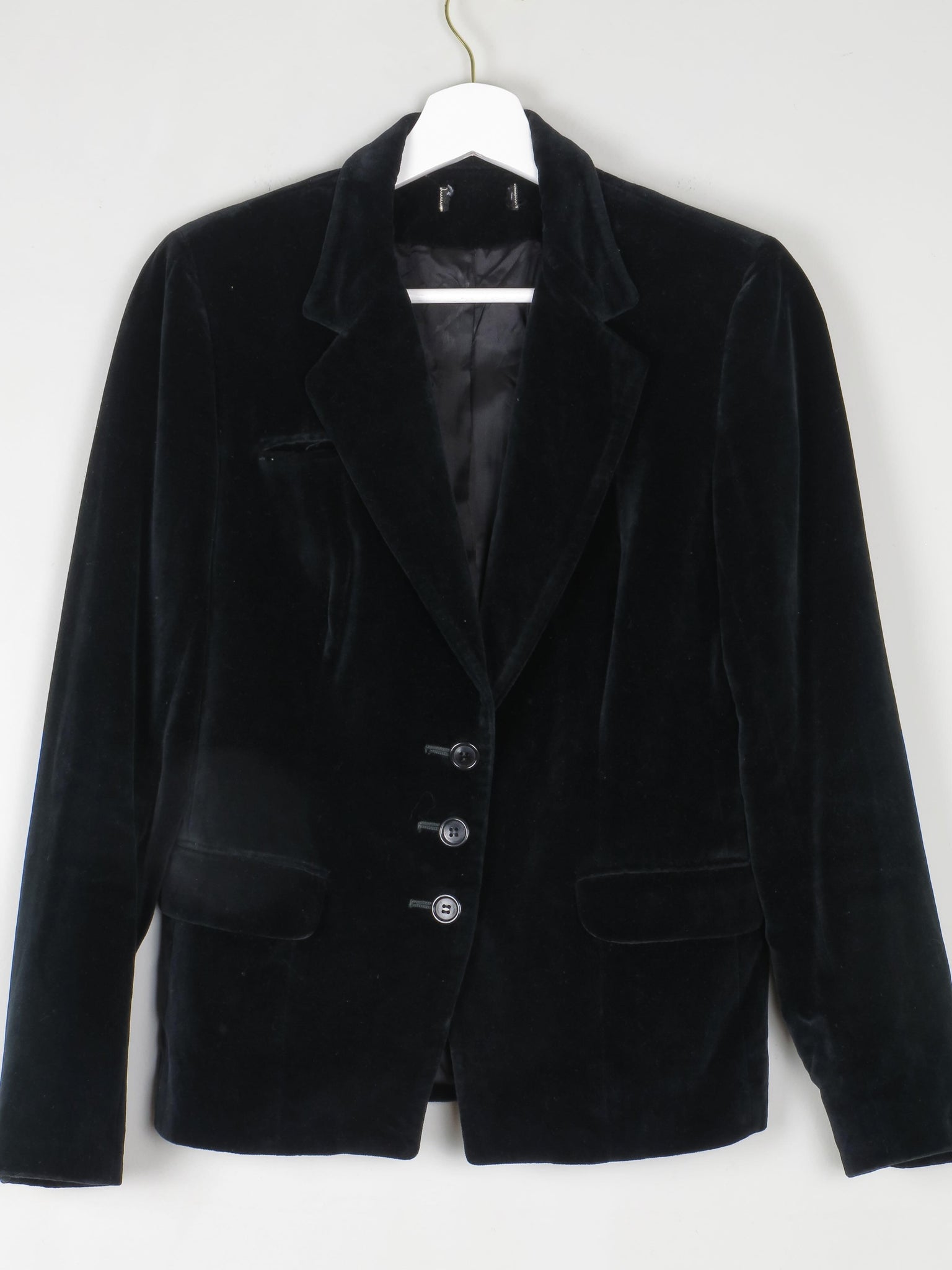 Womens Vintage Black Velvet Jacket XS - The Harlequin