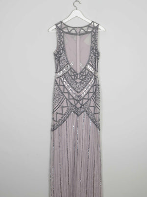 1920s Silver Style Full Length Beaded Evening Dress 10 - The Harlequin