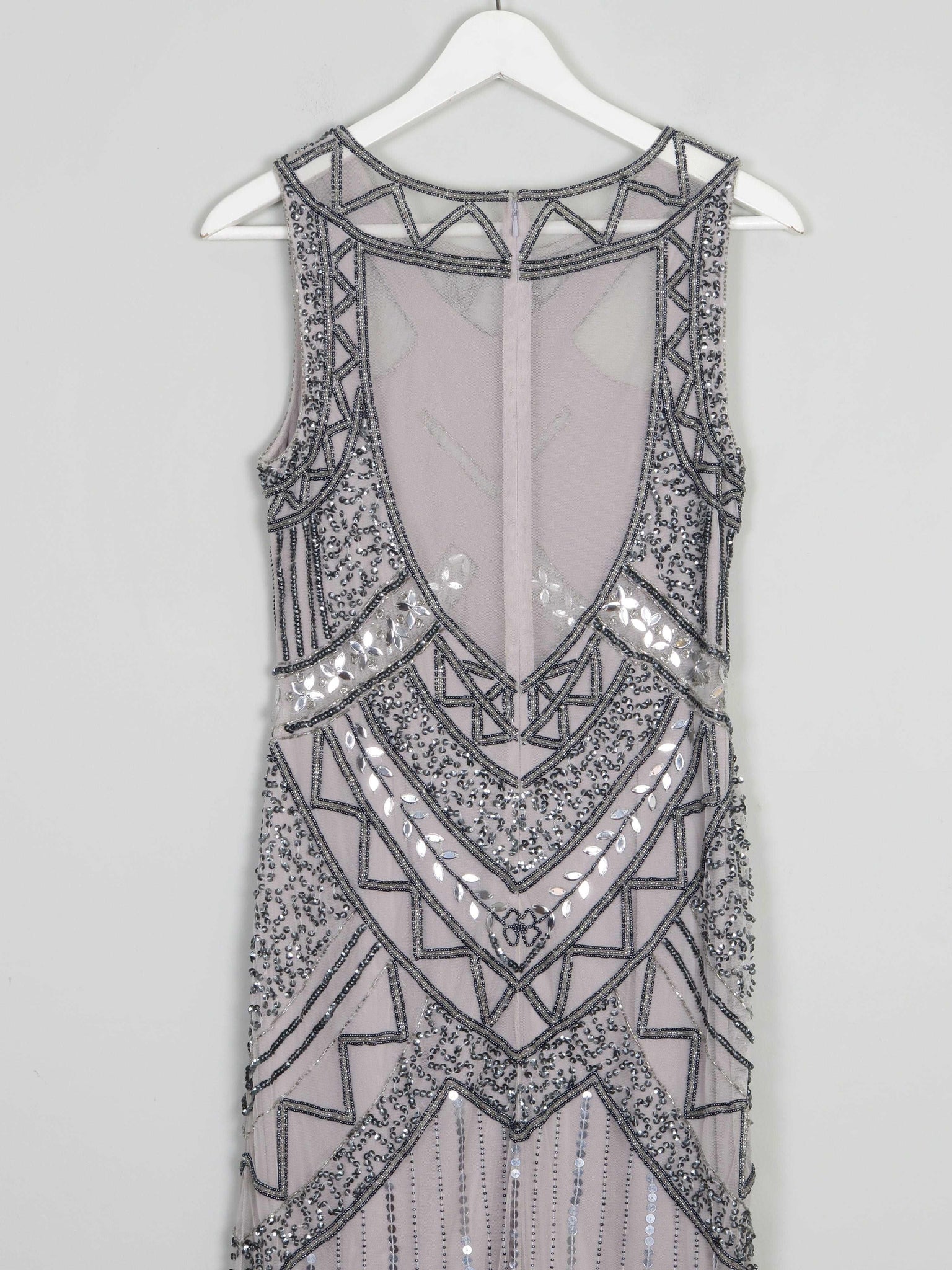 1920s Silver Style Full Length Beaded Evening Dress 10 - The Harlequin