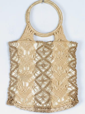 1970s Natural Straw Crochet Handbag - The Harlequin