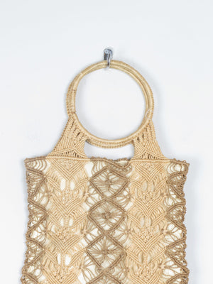 1970s Natural Straw Crochet Handbag - The Harlequin