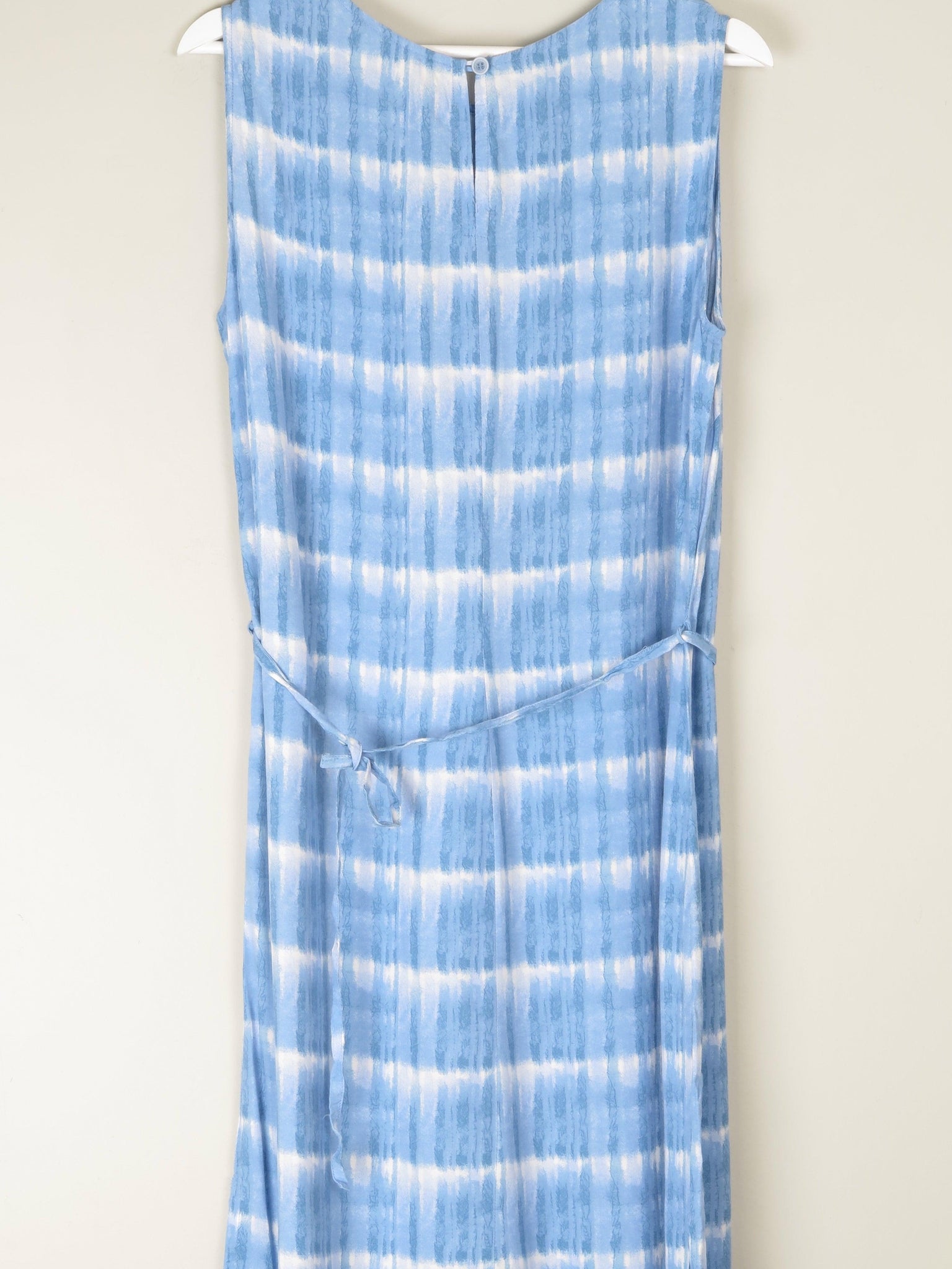 1990s Blue Check Style Graphic Print Long Dress M/L - The Harlequin